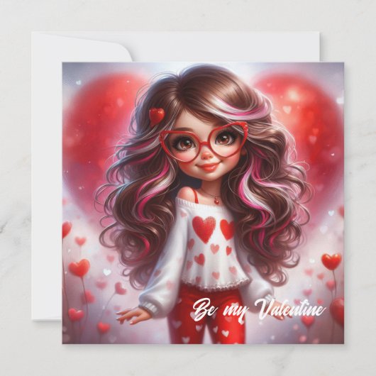 Fancy Valentine brutale meid met rood hart liefde Feestdagenkaart (Voorkant)