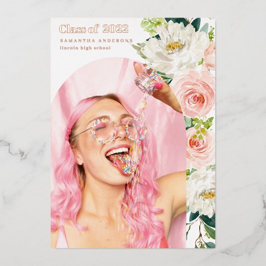 Fancy ventilatorbak Afstuderen Roos Gold Foil I Folie Uitnodiging (Voorkant)