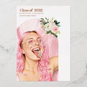 Fancy ventilatorfototoestel Afstuderen Roos Gold Folie Uitnodiging (Voorkant)