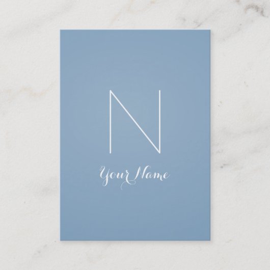 Fancy Verbluffend Monogramma Dusk Blue en Titanium Visitekaartje (Voorkant)