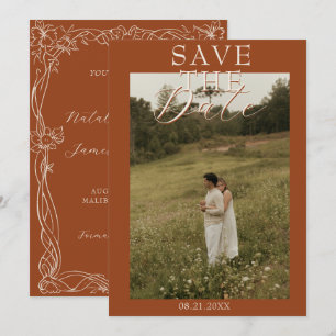 Fancy Verbrand Oranje Romantische Boho Foto Huweli Save The Date