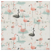 Fancy veren: Whimsy Flamingo Stof (Close Up)