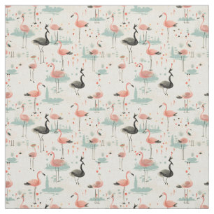Fancy veren: Whimsy Flamingo Stof