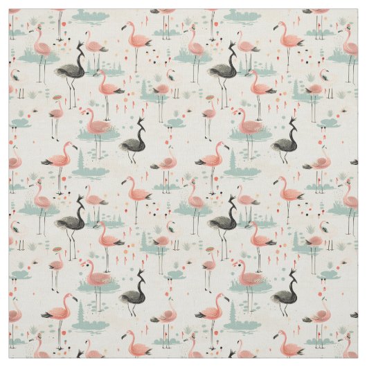 Fancy veren: Whimsy Flamingo Stof (Swatch)