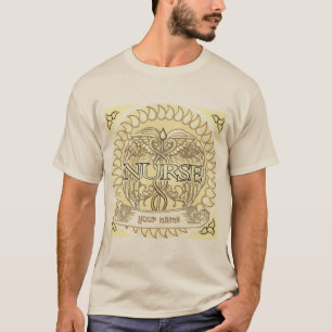Fancy verpleegkundige met grijze caduceus t-shirt