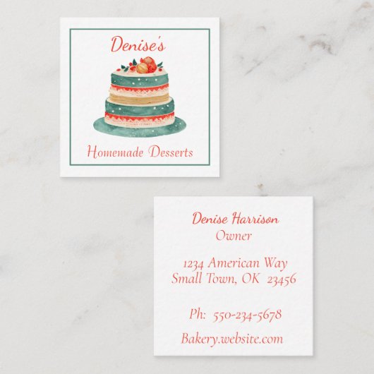 Fancy versierd taart bakkerij Visitekaartje (Voorkant / Achterkant)