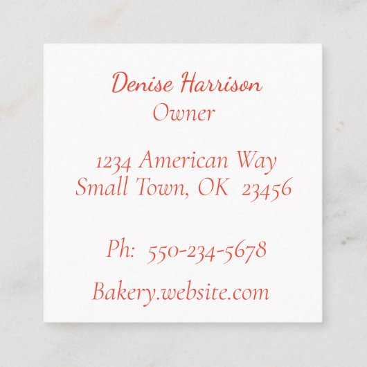 Fancy versierd taart bakkerij Visitekaartje (Achterkant)