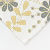 Fancy versierde olifantenbloem geel grijs wit fleece deken (Hoek)