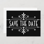 Fancy versiering Ebony Save the Date Briefkaart (Voorkant / Achterkant)