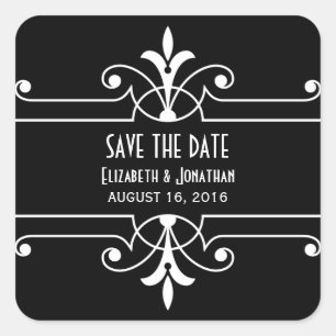 Fancy versiering Ebony Save the Date Stickers