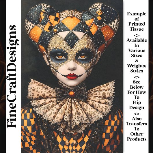 Fancy Vette Harlekijnmasker Gezichtsverf BU2 Decou Tissuepapier