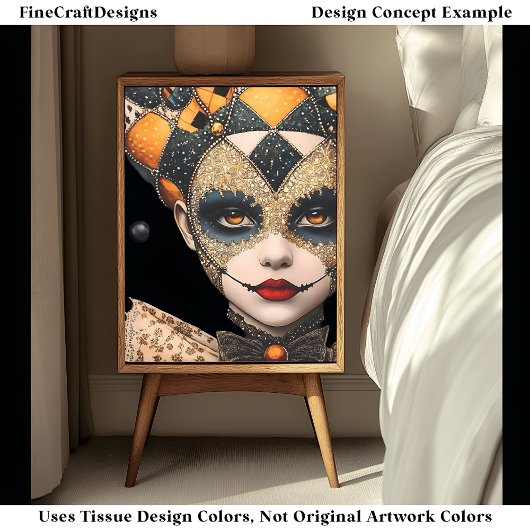 Fancy Vette Harlekijnmasker Gezichtsverf BU3 Decou Tissuepapier