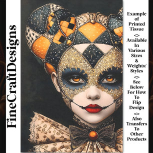 Fancy Vette Harlekijnmasker Gezichtsverf BU3 Decou Tissuepapier