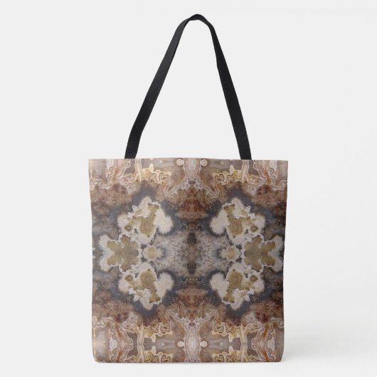 Fancy vibrant, glad, gestreken, natuurlijk gesteen tote bag (Voorkant)