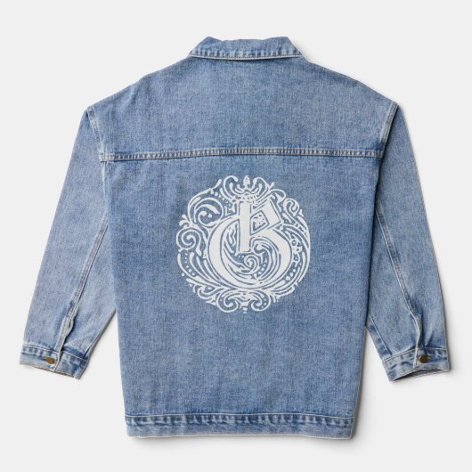 Fancy Victoriaans Calligrafie Monogram G Vrouwen Denim Jacket (Achterkant)