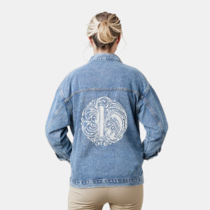 Fancy Victoriaans Calligrafie Monogram H Vrouwen Denim Jacket