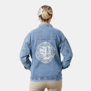 Fancy Victoriaans Calligrafie Monogram L Vrouwen Denim Jacket