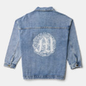 Fancy Victoriaans Calligrafie Monogram M Vrouwen Denim Jacket (Achterkant)