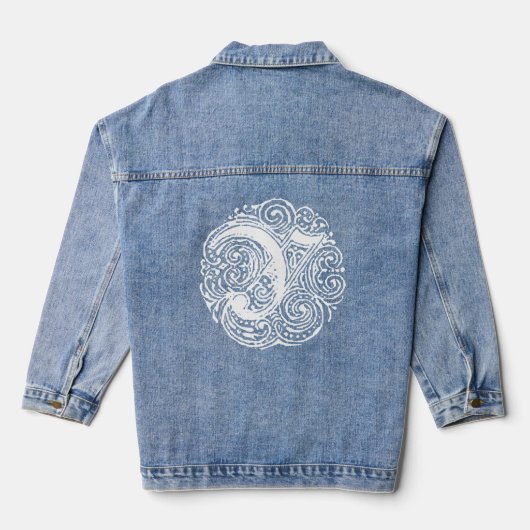 Fancy Victoriaans Calligrafie Monogram Y Vrouwen Denim Jacket (Achterkant)