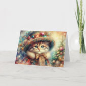 Fancy Victoriaans Cat Christmas Tree Bijbelvers Feestdagen Kaart (Voorkant)