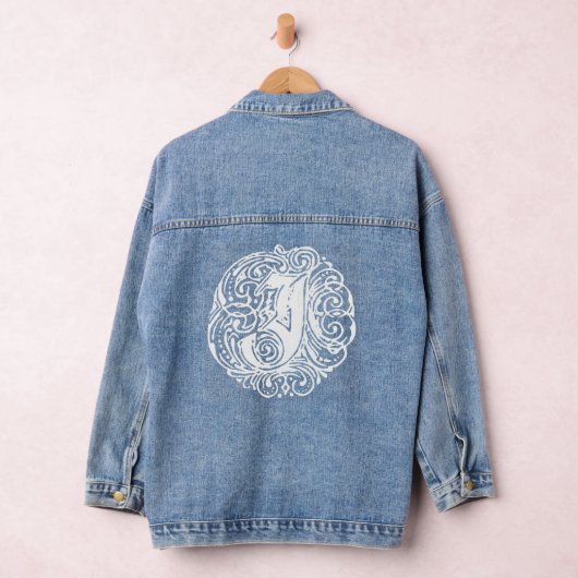 Fancy Victoriaans Kalligrafie Monogram J Vrouwen Denim Jacket (Hangar)
