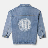 Fancy Victoriaans Kalligrafie Monogram W Vrouwen Denim Jacket (Achterkant)