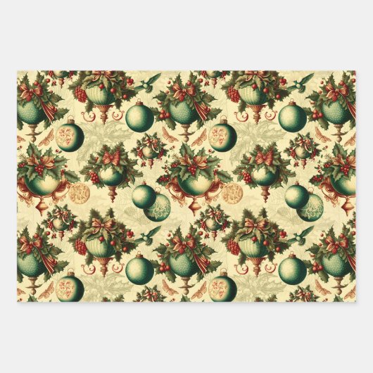 Fancy Victoriaans kerstset Inpakpapier Vel (Voorkant 2)