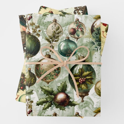 Fancy Victoriaans kerstset Inpakpapier Vel (In situ)