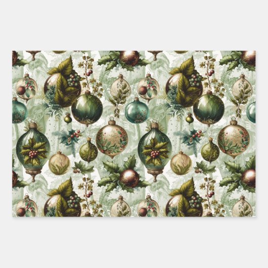 Fancy Victoriaans kerstset Inpakpapier Vel (Voorkant)