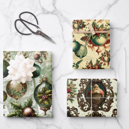 Fancy Victoriaans kerstset Inpakpapier Vel (Voorkant)