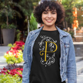 Fancy Victoriaans Vlaamse Letter P Monogram T-shirt