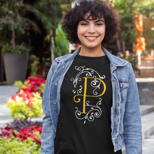 Fancy Victoriaans Vlaamse Letter P Monogram T-shirt