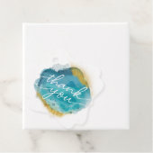 Fancy vierkant aqua gouden strand dank u voor labe bedankjes labels (In situ)