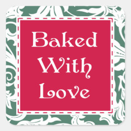 Fancy vierkant gebakken met liefde Kerst stickers