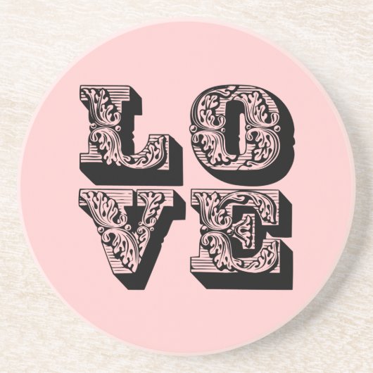 Fancy Vierkant LOVE Zandsteen Onderzetter (Voorkant)