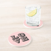 Fancy Vierkant LOVE Zandsteen Onderzetter (Zijkant)