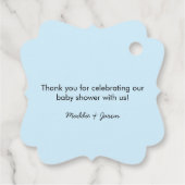 Fancy vierkante olifant jongen Baby shower gunst l Bedankjes Labels (Achterkant)