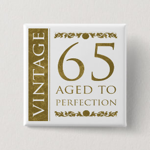 Fancy Vintage 65e verjaardag Vierkante Button 5,1 Cm