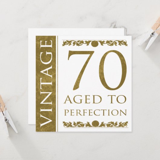 Fancy Vintage 70e verjaardag Kaart (Voorkant / Achterkant in situ)