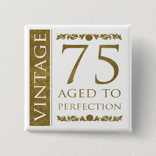 Fancy Vintage 75e verjaardag Vierkante Button 5,1 Cm