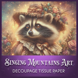 Fancy Vintage Victorian Raccoon Decoupage Tissuepapier