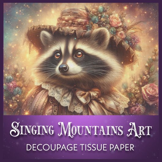 Fancy Vintage Victorian Raccoon Decoupage Tissuepapier