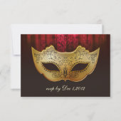 Fancy Vlaamse goudplum Masquerade Wedding Invite RSVP Kaartje (Voorkant)
