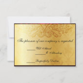 Fancy Vlaamse goudplum Masquerade Wedding Invite RSVP Kaartje (Achterkant)