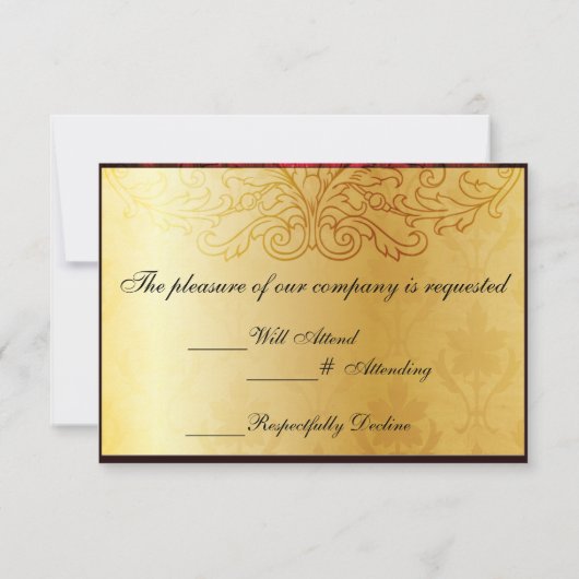 Fancy Vlaamse goudplum Masquerade Wedding Invite RSVP Kaartje (Achterkant)