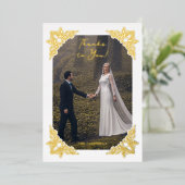 Fancy  Vlaamse Lijst Hoeken Foto Folie Uitnodiging (Staand Voorkant)