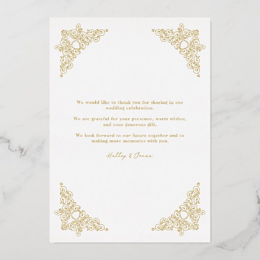 Fancy  Vlaamse Lijst Hoeken Foto Folie Uitnodiging (Achterkant)