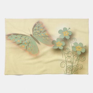 Fancy vlinder en bloemen theedoek