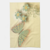 Fancy vlinder en bloemen theedoek (Verticaal)