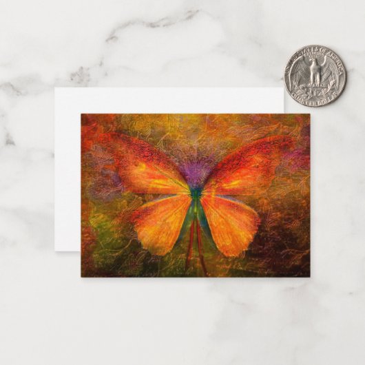 Fancy vlinder notitiekaartje (Voorkant / Achterkant in situ)